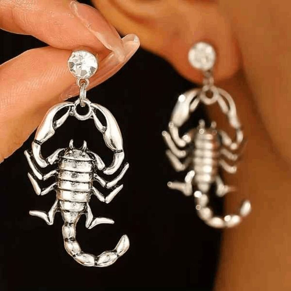Diamond Scorpion Dangle Earrings